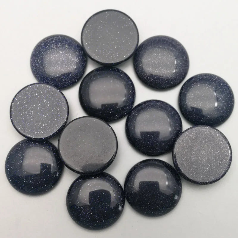 Huiying New Loos gemstone stone round blue sand stone 25mm cabochon crystal jewelry Crafts