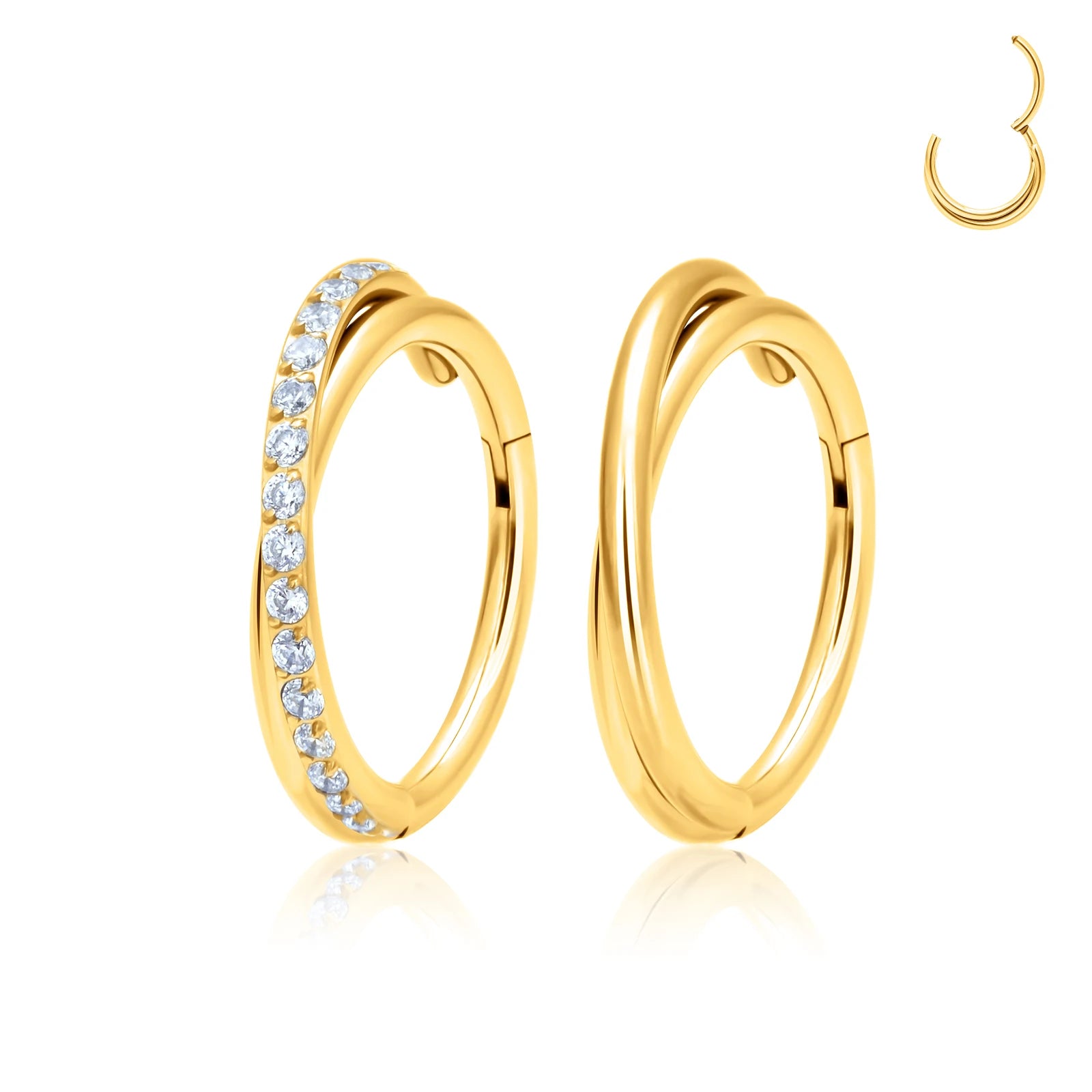 ASTM F136 G23 Titanium Fashion Nose Piercing Cartilage Hoop Earring Hinged Clicker Segment Nose Ring