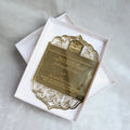Fashion Laser Gold Mirror Acrylic With a Box and Customized Engraved Text Gold Mirror Acrylic Menu Cards