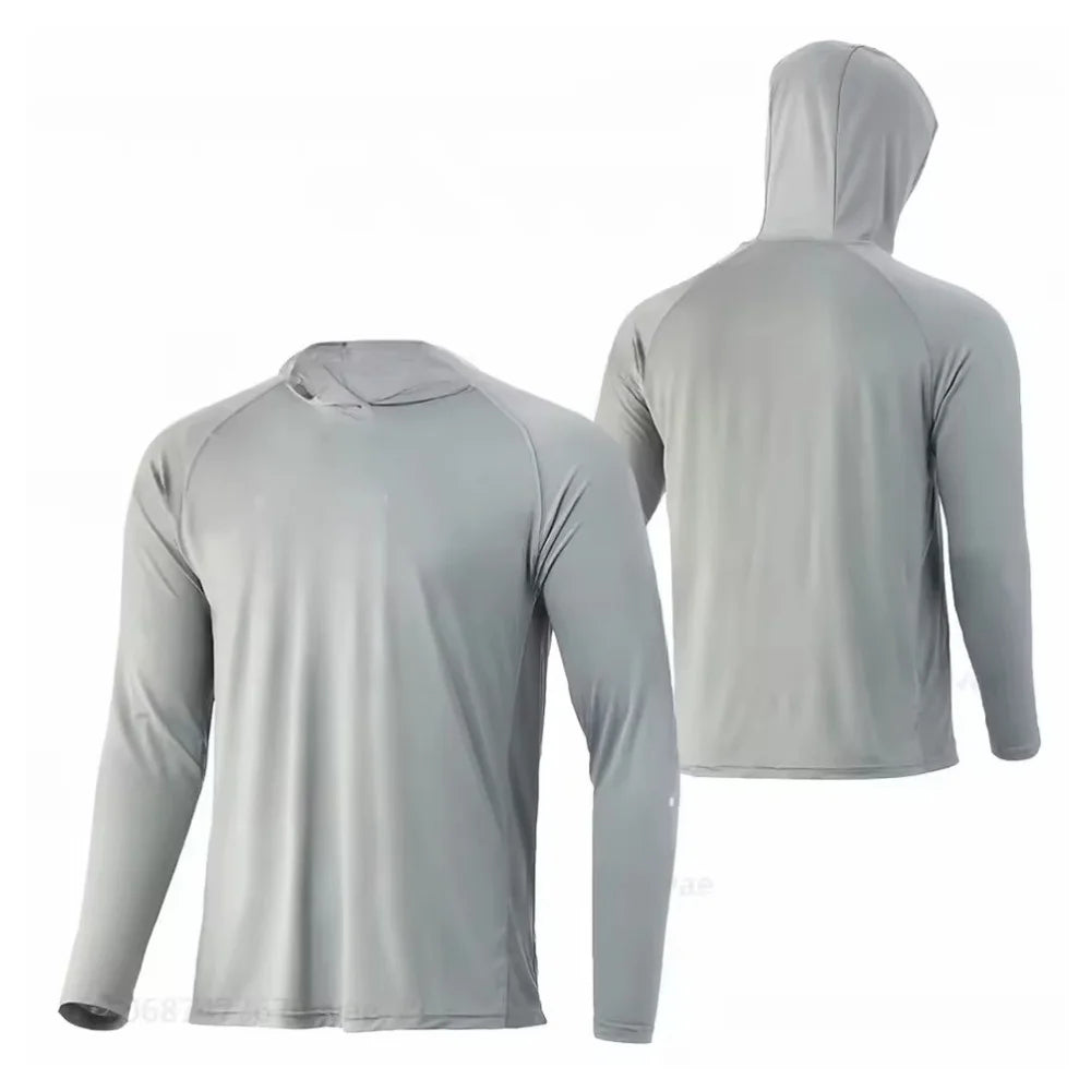 2025 New Long Sleeve Hooded Fishing Shirts Summer Quick Dry Breathable Outdoor Sports Sun Protection UPF50 Anti-Bacterial 100%