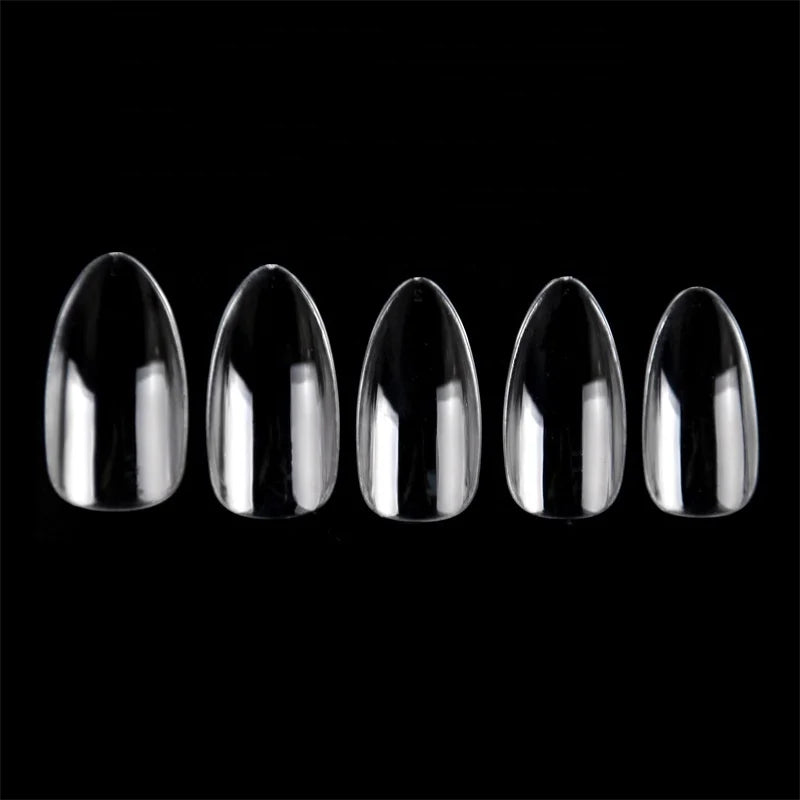 False Nail Tips Soft Gel Pro Tips Clear Color Salon Short Almond Shapes Tips NADECO