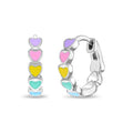 Hypoallergenic 925 Sterling Silver Rhodium Heart Shape Colorful Enamel Huggies Earring for Women and Girls Daily Jewelry