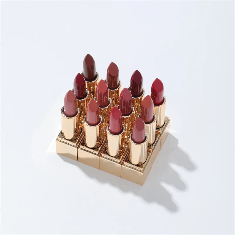 Oem Odm 12 Colors Long Lasting Solid Matte Lip Stick Private Label Waterproof Long Lasting Vegan Lipstick Custom Logo