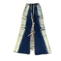 DENIMGUYS Men's Vintage Baggy Cargo Jeans High Street Multi Pockets Men Gradient Color Faded Wased Loose Denim Trousers