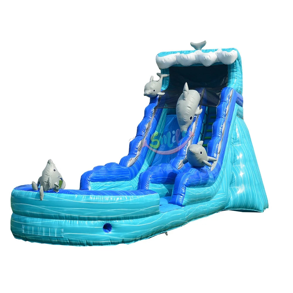 Summer Hot Sale Cheap Commercial Grade Inflatable Water Slides Dolphin Inflatable Small Pool Water Slide for Sale