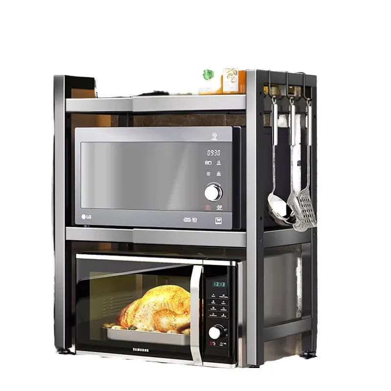 Hot Sale New Style  Kitchen Retractable Storage Rack Household Microwave Oven Cabinet Storage Shelf Foldable Microwave Oven Rack