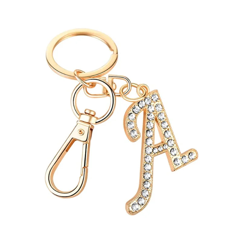 Luxury Designer Key Chain Metal Charm Glitter Diamond Letters Keychains