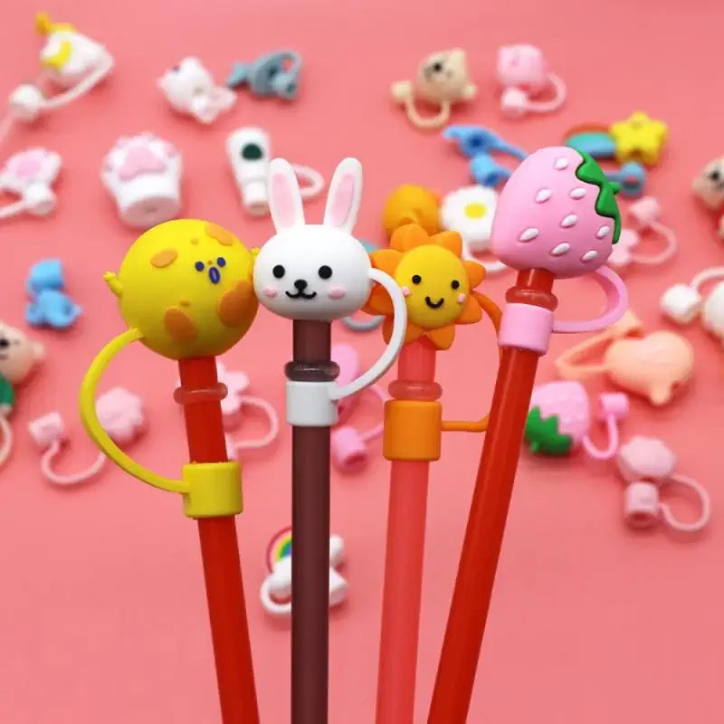 Reusable Sealed Water-absorbent Dust-proof Cap Cup Accessories Cartoon Silicone Straw Cap Toppper Suitable 6-8mm Straw