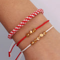 3pcs/set Gold Plated Copper Beads Handmade Adjustable Red Silk String Cord Woman Lucky Tibetan Buddhist Bracelet