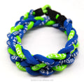 Wholesale Braided Blue-green Baseball Necklace Rope Braided Sport 3 Rope Titanium Necklace