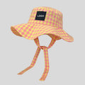 Cute Fisherman's Hat in Candy Colors with Chin Strap Spring-Checked Plaid Pattern Outdoor Party Fishing Bucket Hat