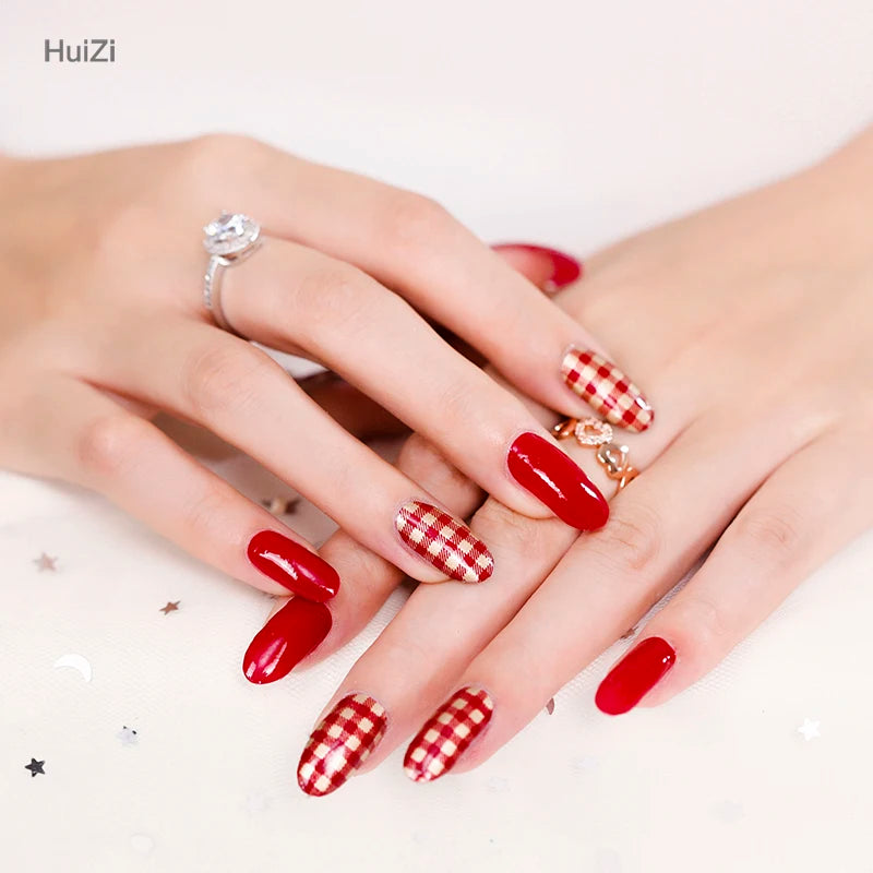 Huizi Wraps Christmas Custom Logo Multi-colored Non-toxic Quick Dry Easy Apply Nail Stickers