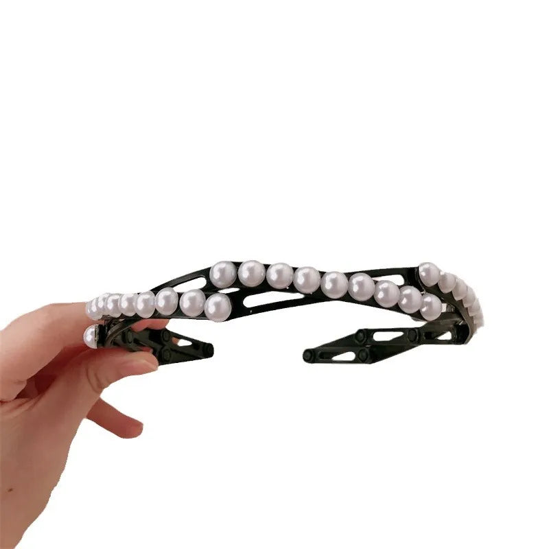 Wholesale Portable Travel Hair Accessories Foldable Retractable Pearl Headband Special Hair Bundle for Face Washing