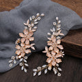 Miallo Bridal Headband Alloy Leaf Flower Handmade Hair Pin Hair Clip Wedding Hair Accessories Rhinestone Pearl Jewelry