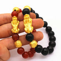 Couple Models Gold Plated Brave Bracelet Men and Women Obsidian Red Agate Passepartout Transfer Gold Plated Bead Bracelet