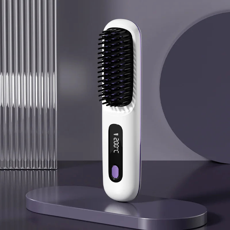 Wireless Hair Straightening Comb Electric Heat Cordless Travel  Hot Comb Portable 160Â°/180Â°/200Â° Mini Hair Straightener Comb