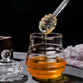 Custom Logo Mini Honey Comb Stick with Portable Drizzle Dripper Bulk Dip Jam Syrup Stir Spoon Glass  Stick