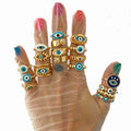 Trendy Devil's Eye Female Elegant Gold Plated Oil Dripping Jewelry Zinc Alloy Party Ring