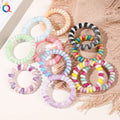 QIYUE Korean Version High-End Feeling Hair Tie Simple Gradient Color Telephone Cord Head Rope Headdress Made of Plastic