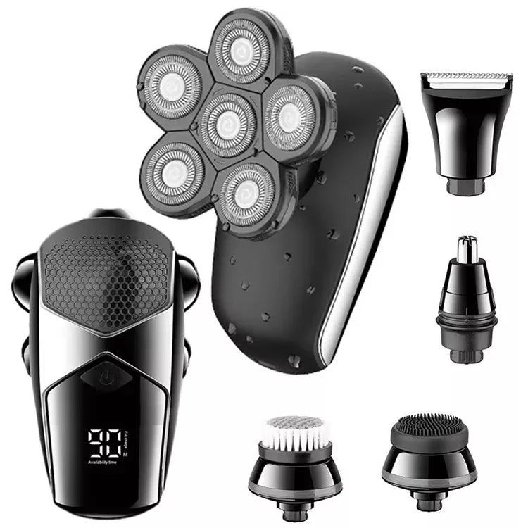 6 Heads Shaver 5 in 1 Electric Men Face Eyebrow Razor Shaper Facial Series With Professional Hair Trimmer Kit