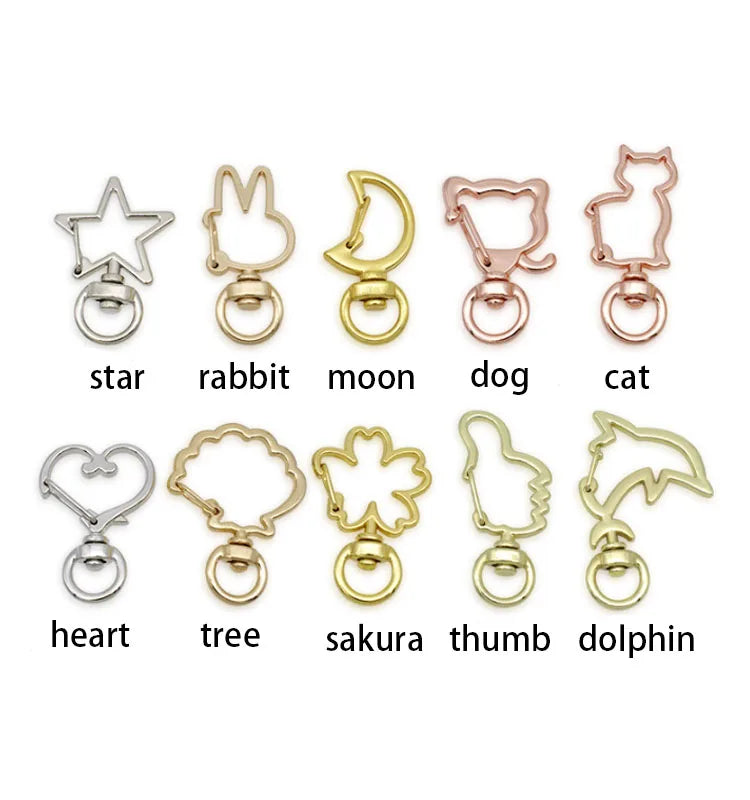 Creative Metal Thumb Tree Rabbit Sakura Shape Swivel Clasp Lanyard Snap Hook Lobster Claw for DIY Accessories