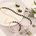 Fine Jewelry Natural Agate Gemstone and Freshwater Pearls Necklace Earrings Bracelet Set with Trendy Sea Turtle Pendant Jewelry