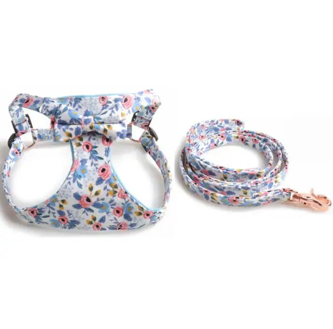 Custom Nylon Dog Harness Set Solid Pattern Pet Leash Suit Personalized Sustainable Feature