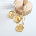 Luxury Stainless Steel Link Irregular Chain Wholesale Zircon Circle Pendant Necklace Collier En Acier Inoxydable