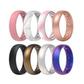 Women Breathable Silicone Rings Wedding Bands Air Grooves 5.5mm Width Silicone Wedding Ring for Women