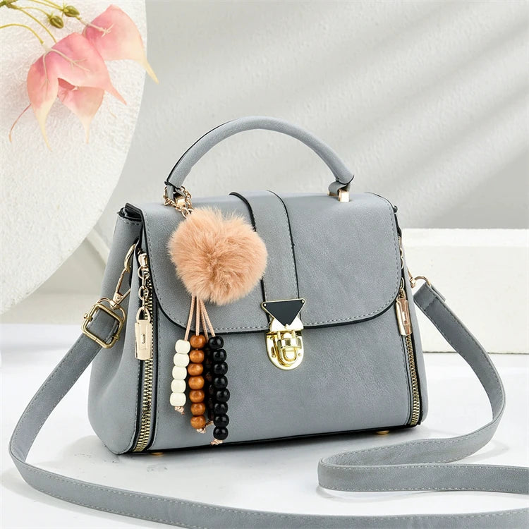 Korean Style Cheap Grey Single Shoulder Fashion Handbags for Women Simple Large