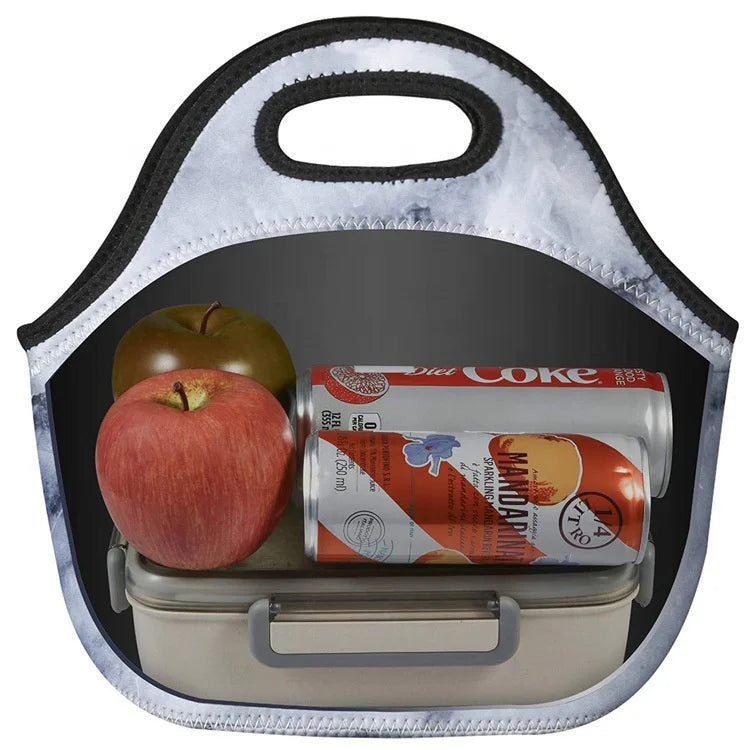 Simple Design Neoprene Waterproof Lunch Cooler Tote Bag Black and Red Insulated Promotional Product