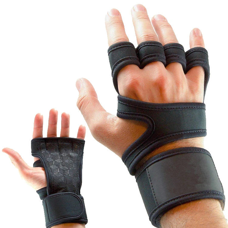 Customized Logo Half-finger Fitness Glove Silicon Black Gym Palm Protection Sports Mitten Glove