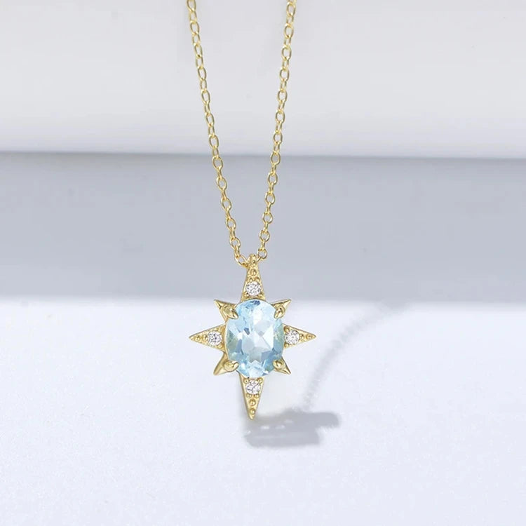 2025 Customized Design Fashion Luxury Sterling Silver Blue Stone Initial Necklace