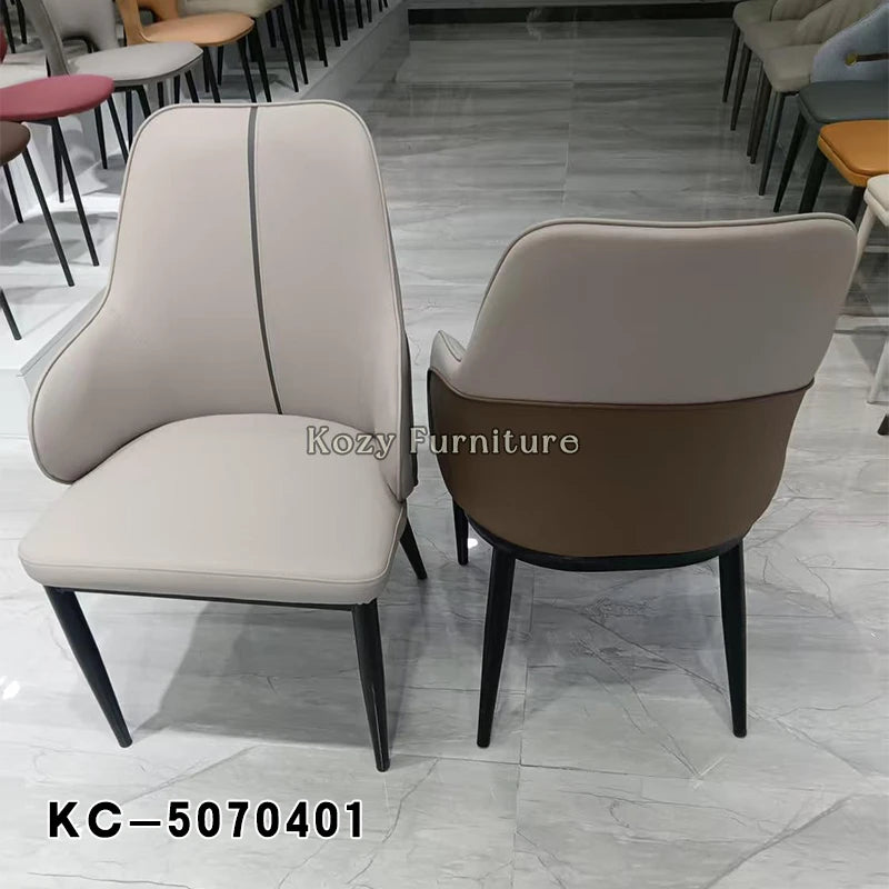 Modern Durable Metal Frame Green PU Leather Dining Chair with Comfortable Foam Cushion for Hotel and Park Use