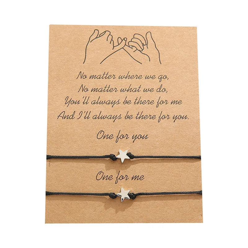 Bracciale a Stella Couple Gold Star Charm Wish Bracelet Lucky Red Star Adjustable Bracelet Rope Wholesale