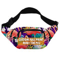 Customized Full Printed 3-zipper Pouch Men Belly Belt Bag Fanny Packs Custom Waist Packs Chest Bags for Women