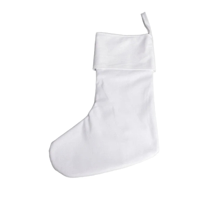 DDP Custom Logo Christmas Stockings Plain White Polyester Christmas Sublimation Plain Christmas Stockings