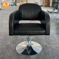 Industrial Style Rivet Leather Hydraulic Salon Chair With Metal Side Design