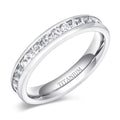OAHLAN Fashion Jewelry 4mm Band Stackable Promise Ring Cubic Zirconia Inlay Titanium Rings for Women Girl Wedding Engagement