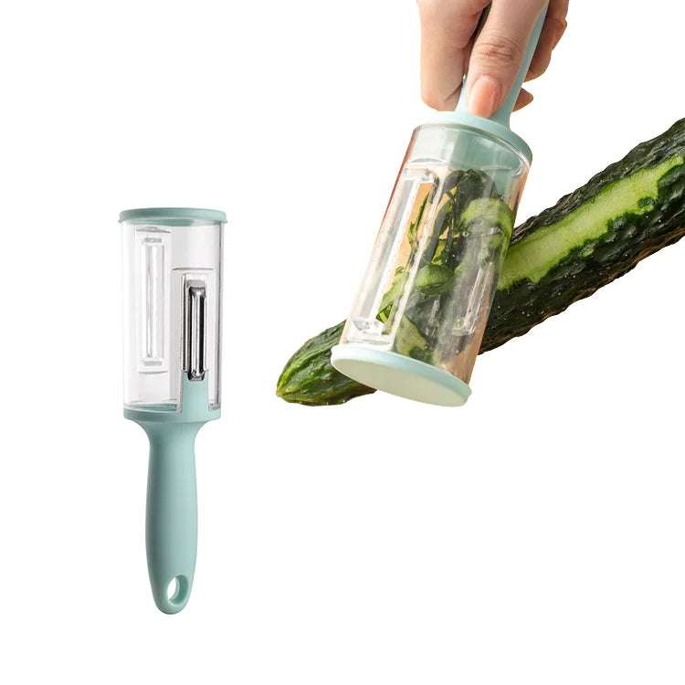 Creative Kitchen Accessories Manual Stainless Steel Multi-function Eco-Friendly Vegetable Fruit Paring Knife Peeler Rubbish Box