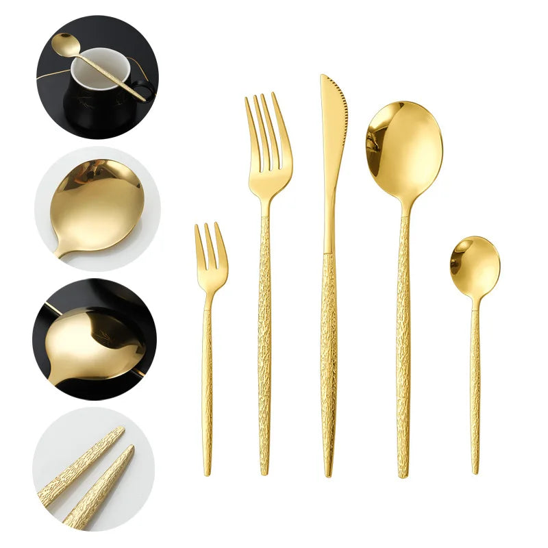 Wholesale Price Premium Stainless Steel Stainless Steel Western Food Knife Fork and Spoon Set Tableware 5-piece Cutlery Set