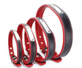 Classic Genuine Real Leather Cat and Dog Collar with Engravable Pet Name Metal Tag Solid Pattern