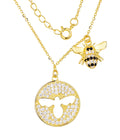 QX CUSTOM OEM Women 18K Gold Plated 925 Sterling Silver Bee Charms Zircon Gemstone Necklaces