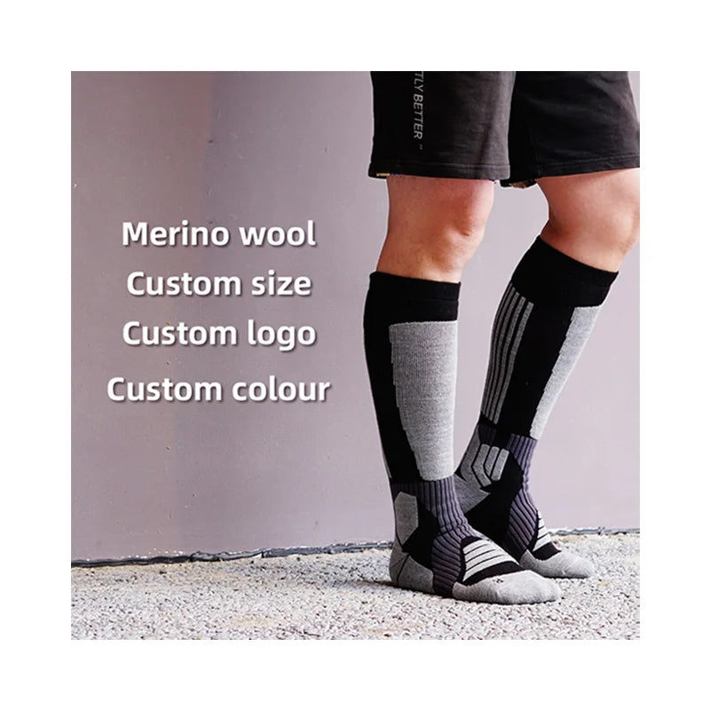 Cotton Warm Snowboard Media Derrapante Custom Knee High Hiking Meia Derrapante Ski Socks