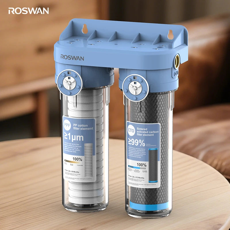 OEM 10 Inch 2-Stage Transparent Water Filter PP Sediment GAC Carbon 1 Micron Under Sink Point of Use Kitchen for Home