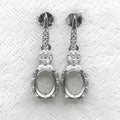 Sterling Silver 6*8mm Semi Mount Stud Eardrops Empty Frame Support Blank Setting S925 Base Without Center Stone DIY for Inlay