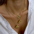 Hot Sale Gold Plated Alphabet Bead Link Chain Necklace Stainless Bubble Balloon Initial Letter Pendant Necklace for Women