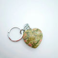 HY Hot Sale Unakite Healing Stones Heart Keychains Necklace