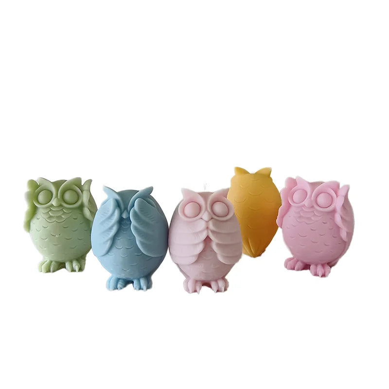 Cute Owl Aromatherapy Candle Silicone Mold DIY Home Decoration 3D Animal Plaster Gypsum Candle Silicone Molds for Candle Making