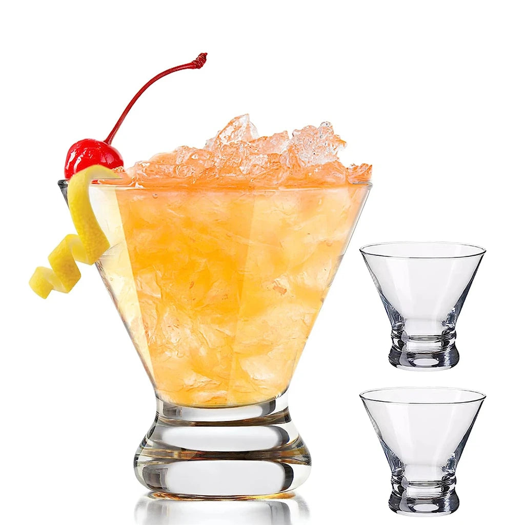 8oz Mouth Blown Handmade Modern Reusable Crystal Stemless Martini Cocktail Glassware for Cold Drinking Dessert Use
